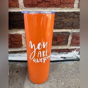 Orange Tumbler with Inspirational Text